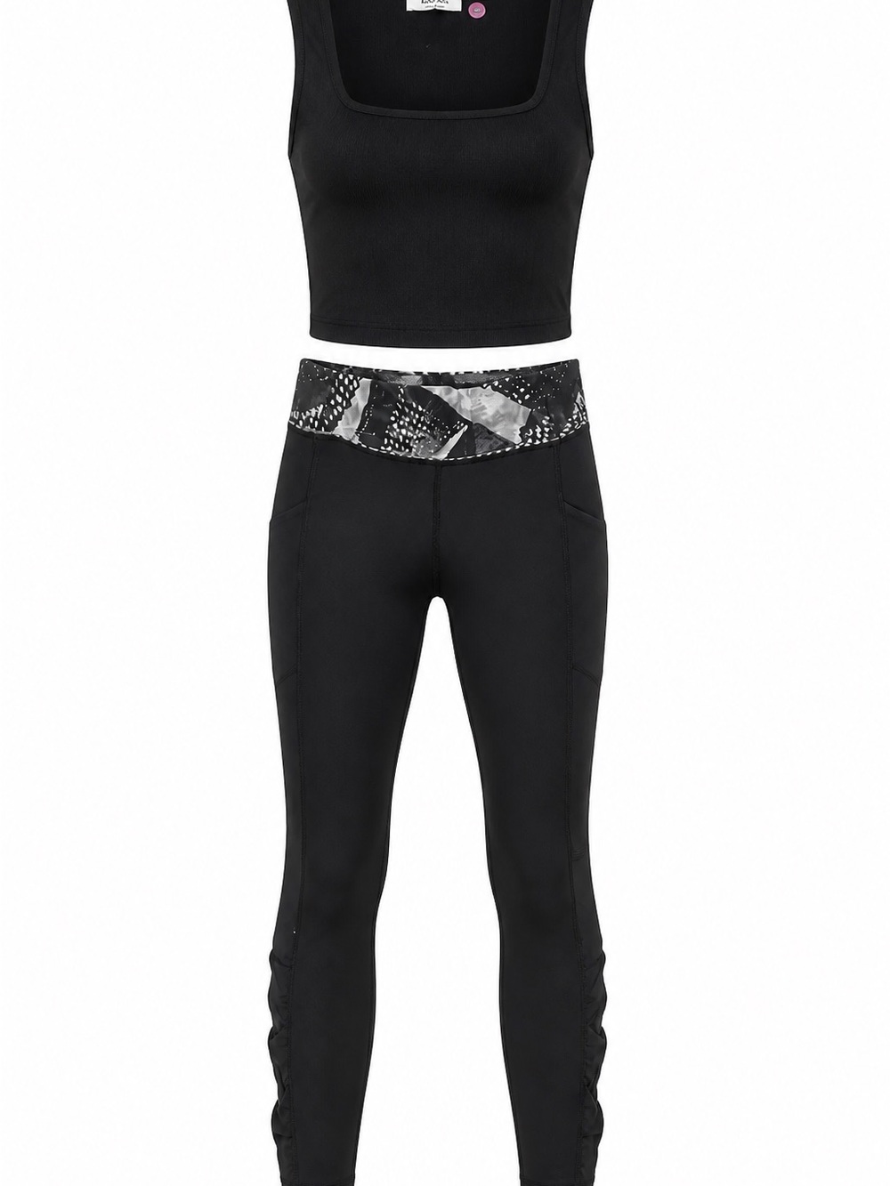 lululemon athletica Black High-Rise Leggings with Patterned Waistband